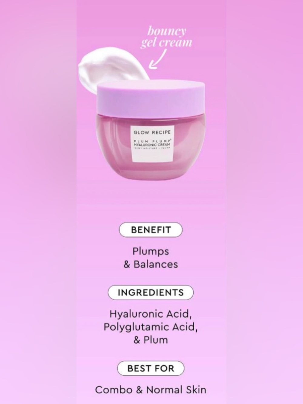 Glow Recipe Plum Plump Hyaluronic Cream Moisturizer NIB - Picture 5 of 5